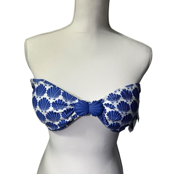 KATE SPADE Blueberry Shell Print Bandeau Bikini swim Top & Bottom set NWT - Picture 2 of 12